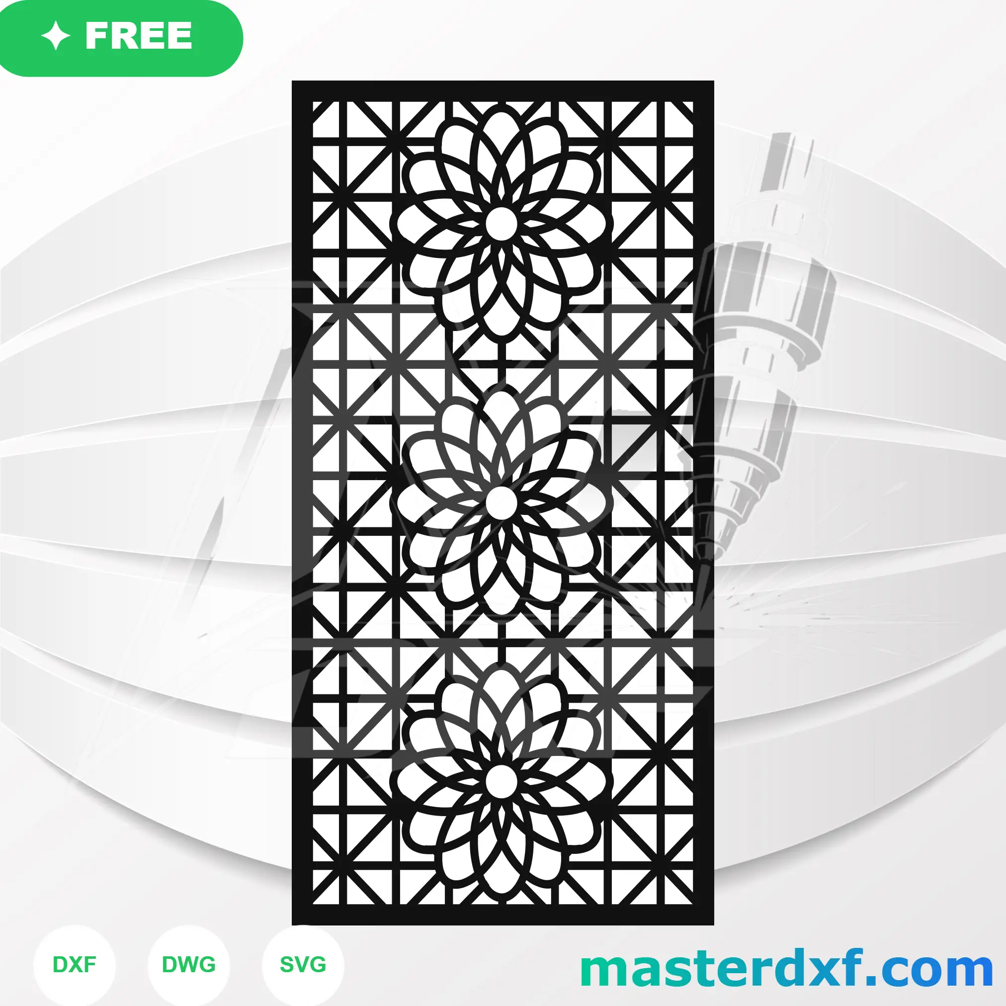 Triple Layered Flower Mandala Geometric Lattice Screen DXF File